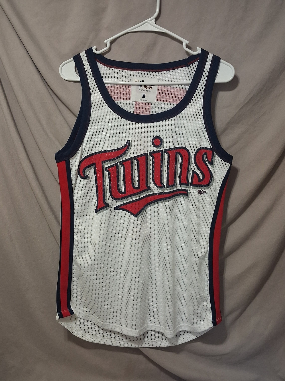 G-III 4Her by Carl Banks Minnesota Twins Mesh Jersey Tank Top White XL